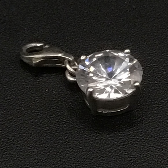925 Sterling Silver White cubic zirconia Charm Dangle - Picture 1 of 4